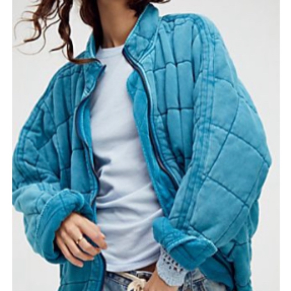 Free People Quilted Dolman Jacket -  Mermaid Scale